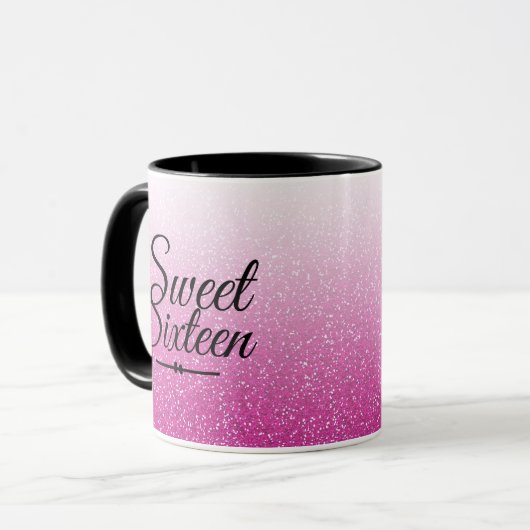 Glamouröse Imitate heißen rosa Glitzer ombre Sweet Tasse (Vorderseite Links)