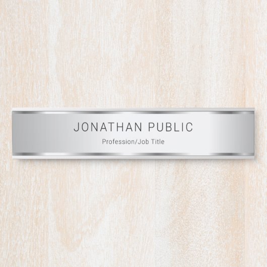 Glamouröse Imitate Silver Elegantes modernes Templ Türschild (Vorderseite )