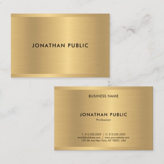Glamouröse Imitats Gold Template Elegant Moderner Visitenkarte (Vorne/Hinten)