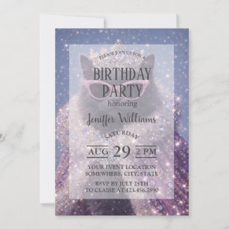 Glamouröse Königin Katze Funkelnde Fantasy-Porträt Einladung