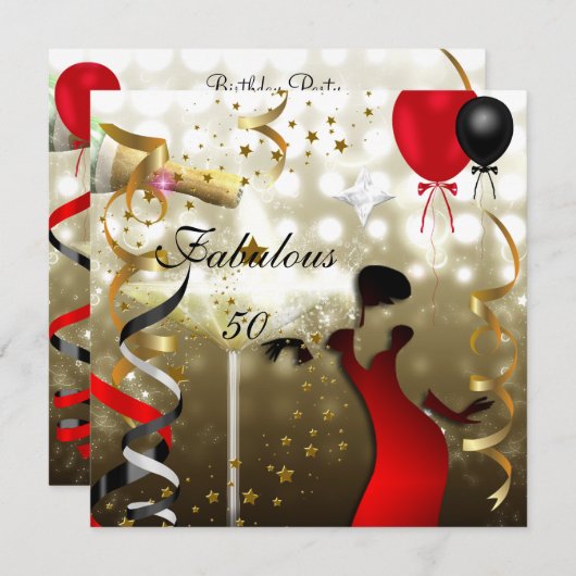 Glamouröse Lady Fabulous 50 Geburtstagsparty Einladung (Vorne/Hinten)