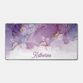 Glamouröse Lila- und Gold-Wirbel Personalisiert Schreibtischunterlage (Vorderseite)