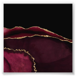 Glamouröse Marmor Achat Chic Schwarz Violett Gold Fotodruck