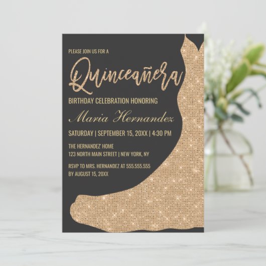 Glamouröse Meerjungfrau Elegant Luxus Quinceañera Einladung (Stehend Vorderseite)