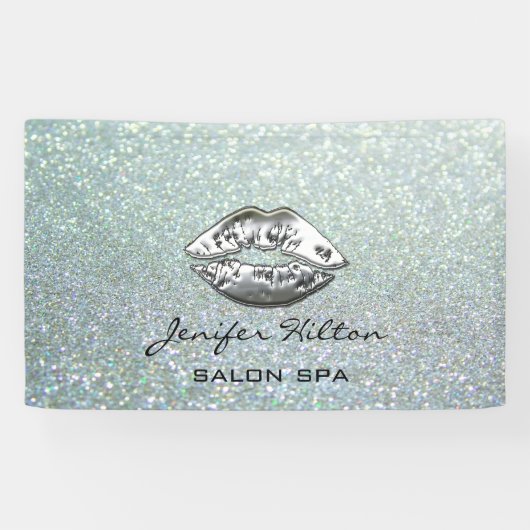 Glamouröse, moderne, schicke, glänzende Silberlips Banner (Horizontal)