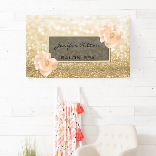 Glamouröse, moderne schicke Imitate Goldglanz-Rose Banner (Insitu)