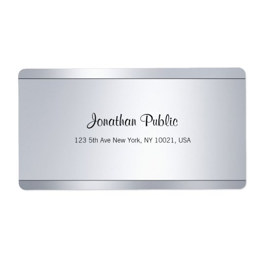 Glamouröse, moderne Script Silver Shipping-Adresse (Vorne)