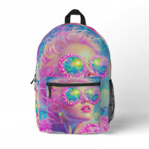 Glamouröse Neonfrau mit funkelnder Brille