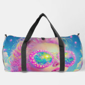 Glamouröse Neonfrau mit funkelnder Brille Duffle Bag (Rückseite)