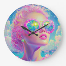 Glamouröse Neonfrau mit funkelnder Brille