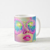 Glamouröse Neonfrau mit funkelnder Brille Kaffeetasse (VorderseiteRechts)