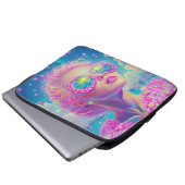 Glamouröse Neonfrau mit funkelnder Brille Laptopschutzhülle (Vorne Knopf)