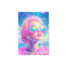 Glamouröse Neonfrau mit funkelnder Brille