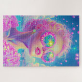 Glamouröse Neonfrau mit funkelnder Brille Puzzle (Horizontal)