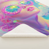 Glamouröse Neonfrau mit funkelnder Brille Sherpadecke (3/4)