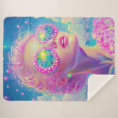 Glamouröse Neonfrau mit funkelnder Brille Sherpadecke (Vorderseite (Horizontal))