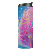 Glamouröse Neonfrau mit funkelnder Brille Thermosbecher (Nach links gedreht)