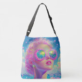 Glamouröse Neonfrau mit funkelnder Brille Tragetaschen Mit Langen Trägern (Rückseite)