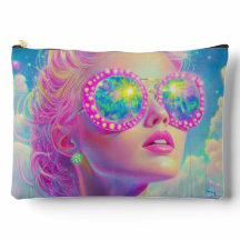 Glamouröse Neonfrau mit funkelnder Brille