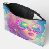 Glamouröse Neonfrau mit funkelnder Brille Zubehörtasche (Offen)