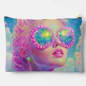Glamouröse Neonfrau mit funkelnder Brille Zubehörtasche (Rückseite)