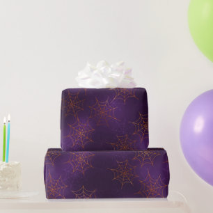 Glamouröse orange und violette Spinnennetze Hallow Geschenkpapier