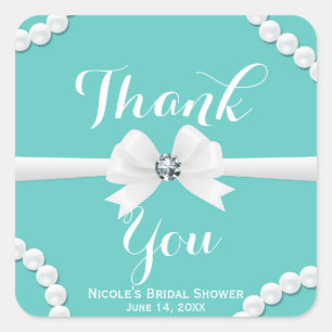 Glamouröse Perlen & Bow Bling Elegant Chic Geschen Quadratischer Aufkleber