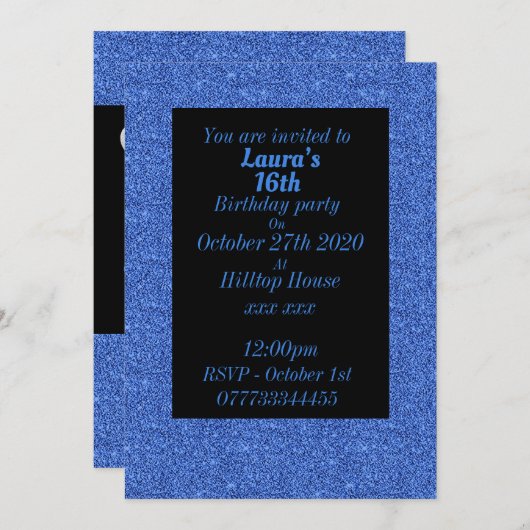Glamouröse personalisierte Geburtstagsfeier Einladung (Vorne/Hinten)