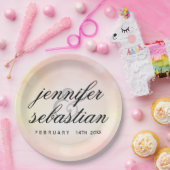 Glamouröse Pink Bokeh Light Monogramm Hochzeit Pappteller (Party)