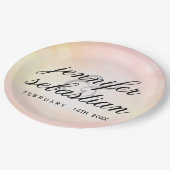 Glamouröse Pink Bokeh Light Monogramm Hochzeit Pappteller (Schrägansicht)