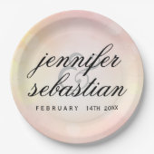 Glamouröse Pink Bokeh Light Monogramm Hochzeit Pappteller (Vorderseite)