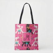 Glamouröse Pink-Pudel-Parade-Monogramm Tasche (Vorderseite)