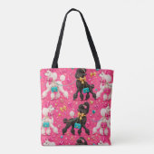 Glamouröse Pink-Pudel-Parade-Monogramm Tasche (Rückseite)
