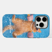 Glamouröse Poolkatze schwebt stilvoll Case-Mate iPhone Hülle (Rückseite (Horizontal))