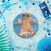 Glamouröse Poolkatze schwebt stilvoll Pappteller (Party)
