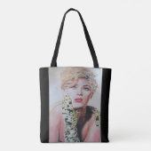 Glamouröse Retro-Frau Wasserfarbene Malerei Kunst Tasche (Rückseite)