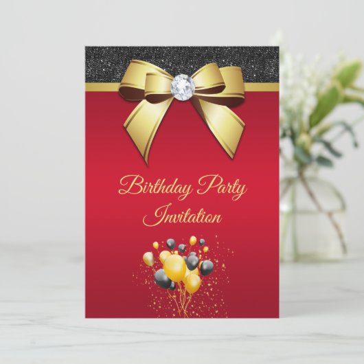 Glamouröse, romantische Geburtstagsparty Einladung (Stehend Vorderseite)