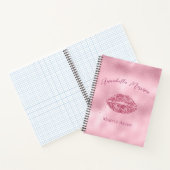 Glamouröse Rosa Glitzer Lippen Notizblock (Innenseite)