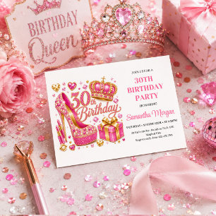 Glamouröse Rosa Gold Glitter Dreißigster Geburtsta Einladung