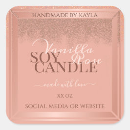 Glamouröse rosa Produktverpackungsmarken Rose Gold Quadratischer Aufkleber