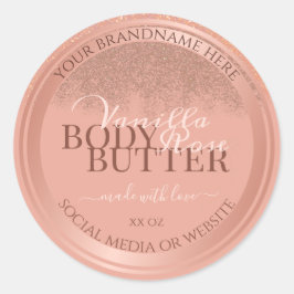 Glamouröse rosa Produktverpackungsmarken Rose Gold Runder Aufkleber
