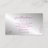 Glamouröse rosa Silberglanz glänzende Diamantenini Visitenkarte (Rückseite)