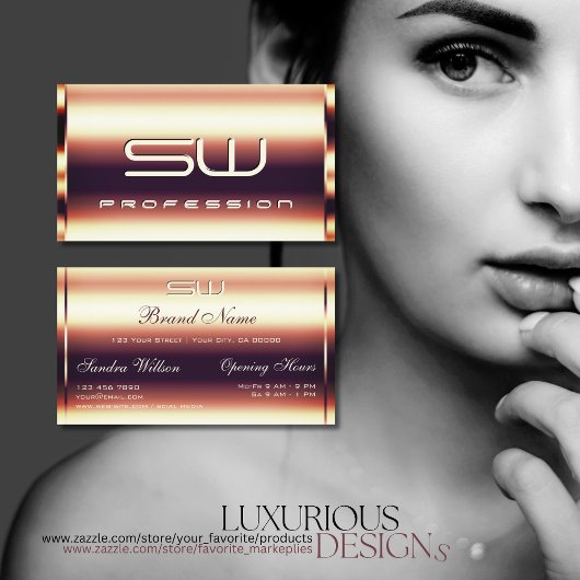 Glamouröse Rose Gold Imitate 3D-Initialen Visitenkarte