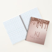 Glamouröse Roségold Glitter-Monogramm-Initialen Notizblock (Innenseite)