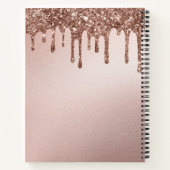 Glamouröse Roségold Glitter-Monogramm-Initialen Notizblock (Rückseite)