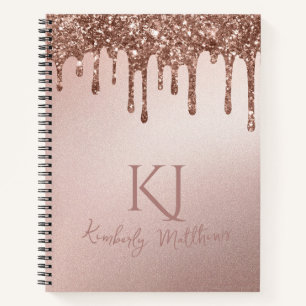 Glamouröse Roségold Glitter-Monogramm-Initialen Notizblock