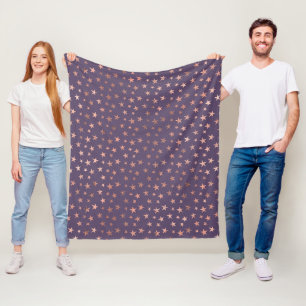Glamouröse Roségoldfolie und Lavendelsterne Fleecedecke