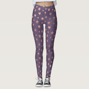 Glamouröse Roségoldfolie und Lavendelsterne Leggings