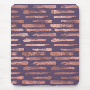 Glamouröse Roségoldfolie und lila Pinselstriche Mousepad