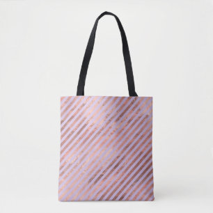 Glamouröse Rosen-Goldfolie und Lavendelstreifen Tasche